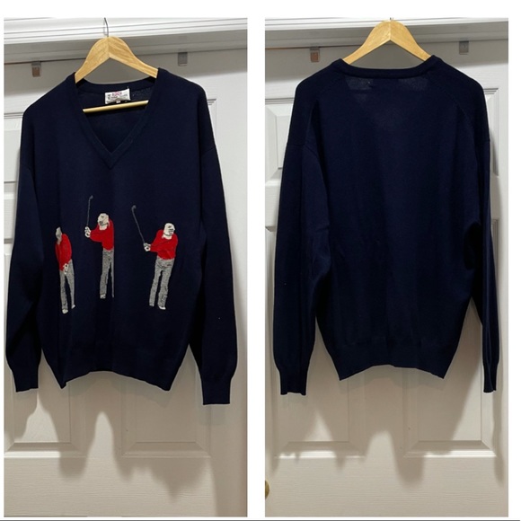 Vintage Eddie Scott Cashmere v-neck Golf Sweater - Picture 3 of 8